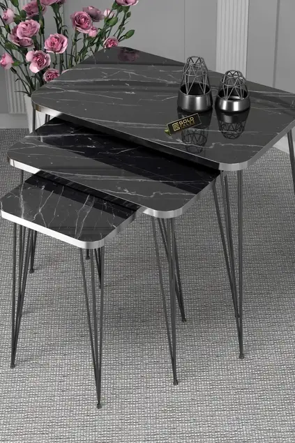 Schwarzer Draht Silber Quadratisch Zigon Couchtisch