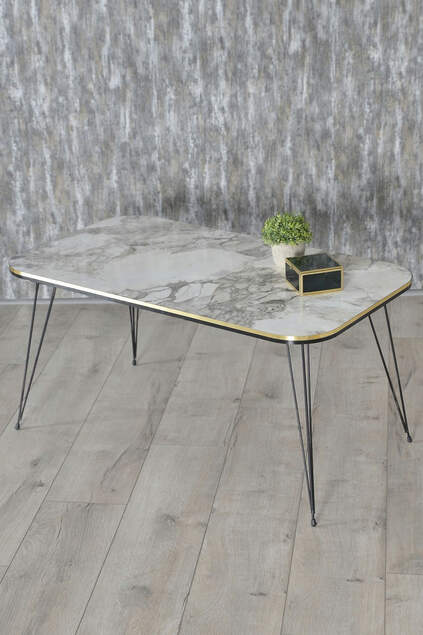 Center Table Cr Black Wire Leg Double Gold Ephesus