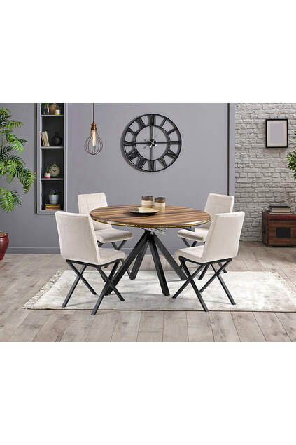 Round Walnut Round Table & Mono Chair Set HDR1281
