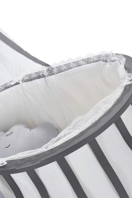 MDF Anthracite Basket Crib and White Sleeping Set