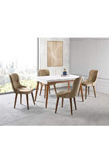 Simena White Table & Lisbon Chair Set HDR1243