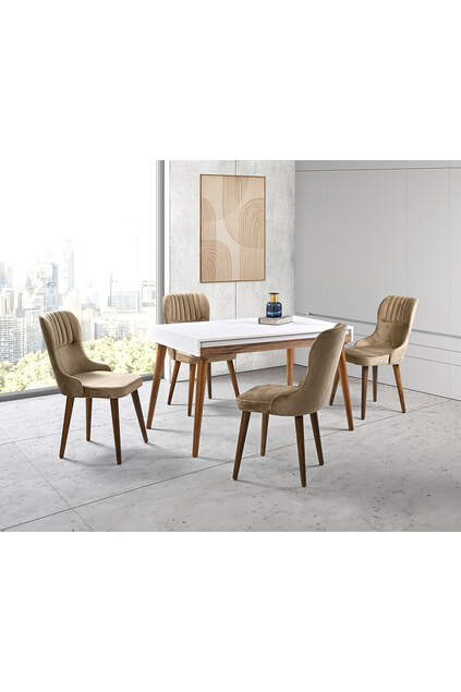 Simena White Table & Lisbon Chair Set HDR1243