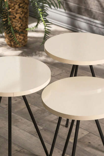 Nesting Table And Center Table Set Kr Metal Cream