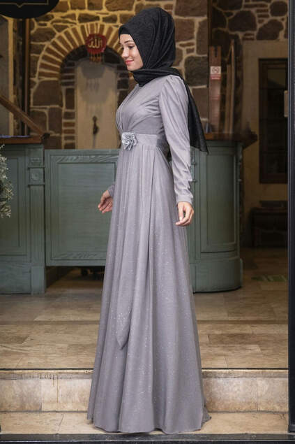 Mara Silvery Evening Dress Gray