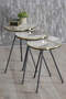 Nesting Table And Center Table Ellipse Set Black Metal Leg Double Gold Cream