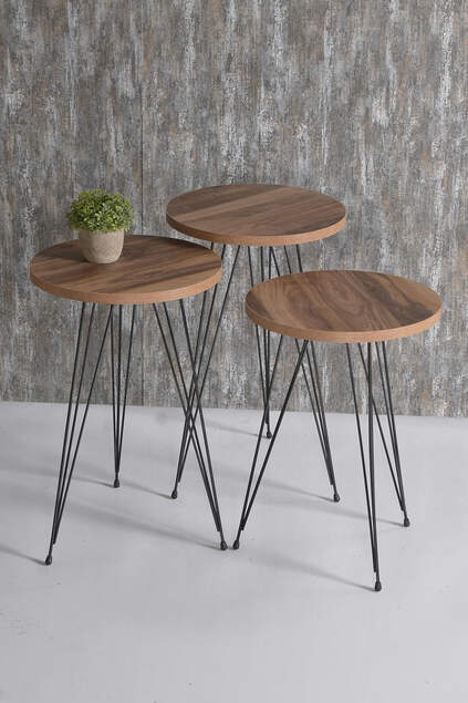 Center Table And Nesting Table Walnut Set Wire Leg Kr