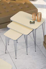 Nesting Table Square Silver Cream Wire