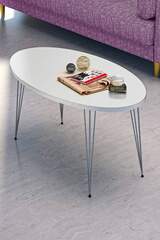 Center Table Ellipse Silver White Wire