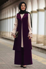 Merve Vest Suit Claret Purple