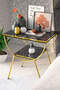 Side Table Nightstand Black-Gold Double Strip Metal Leg Gold Bendir