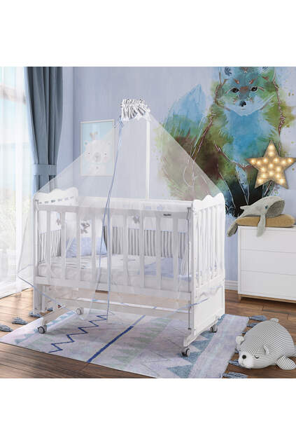 White Mother's Side Crib Blue