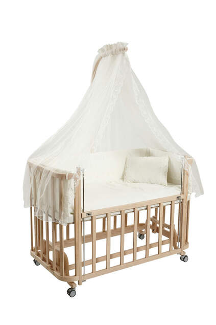 Ahşap Organik Anne Yanı Beşik Krem Ahşap Organik Anne Yanı Beşik Krem