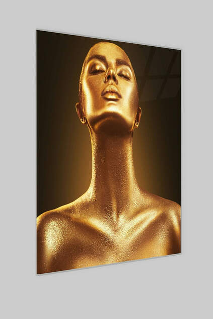 Gold Woman Glass Painting