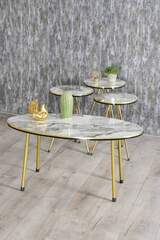 Nesting Table And Center Table Ellipse Set Double Gold Efes Wire