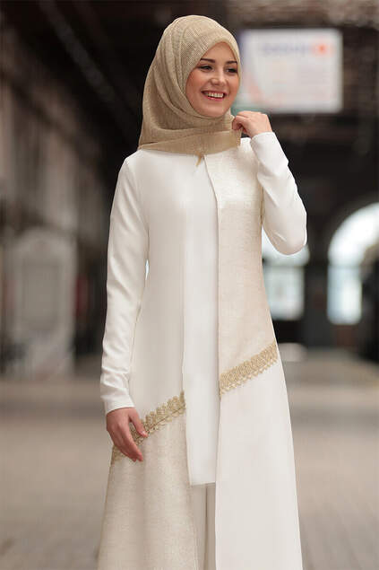 Silvery Abaya Ecru