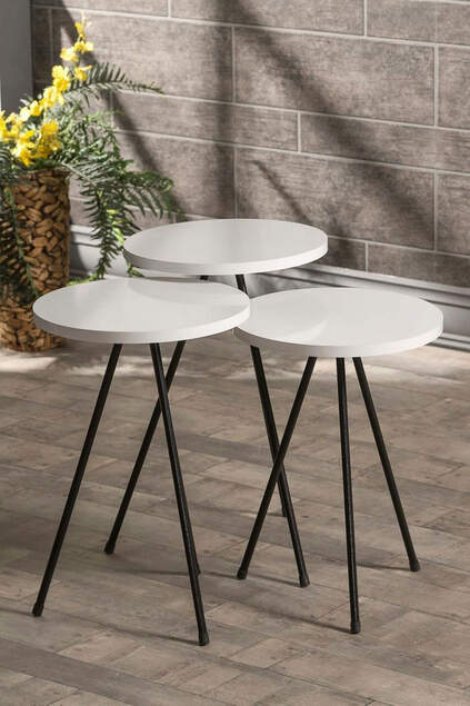 Nesting Table And Center Table Set Kr Metal White