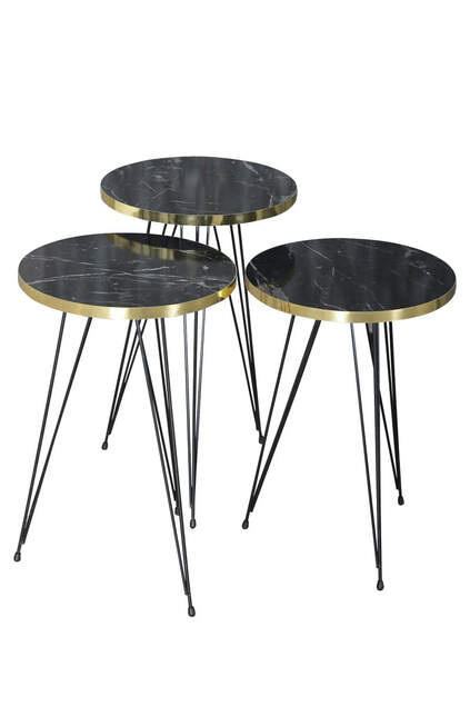 Nesting Table Black Wire Leg Gold White