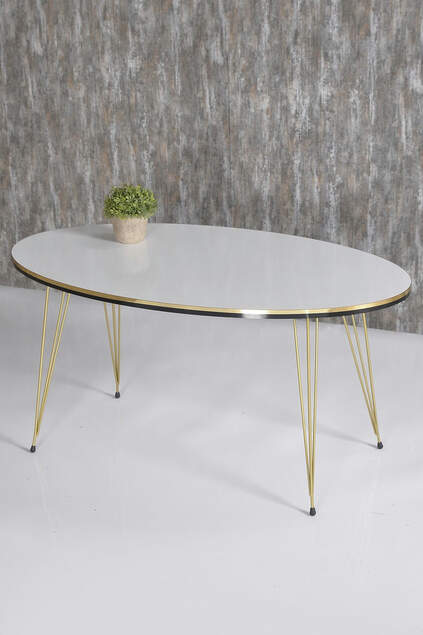 Center Table Ellipse Double Gold White Drahtbein