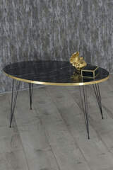 Center Table Ellipse Black Leg Gold Bendir-Draht