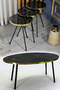 Nesting Table And Center Table Ellipse Black Metal Leg Gold Efes Set