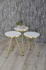 Nesting Table 3-Set Gold Metal Leg Efes Gold