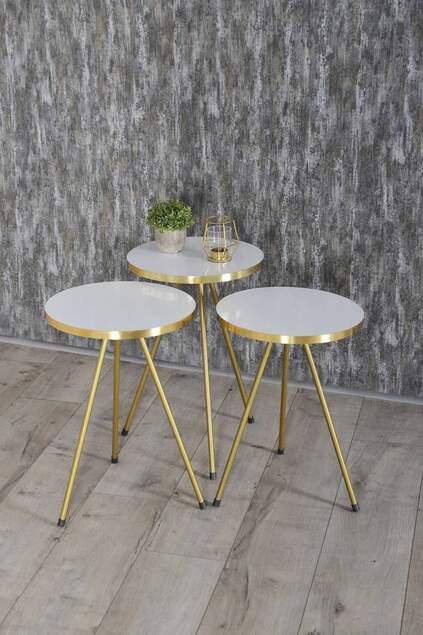 Nesting Table 3-Set Gold Metal Leg Efes Gold