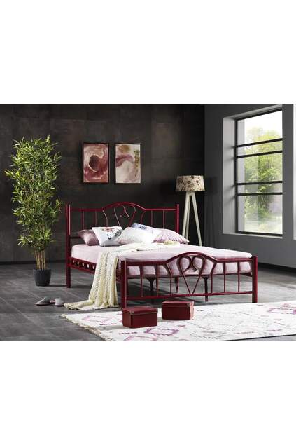 Orkide Metal Bed Frame 160x200 ARM107 Burgundy