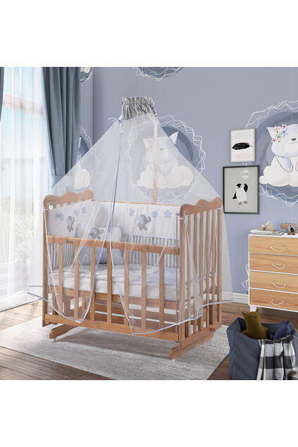 Natural Mother's Side Crib Blue