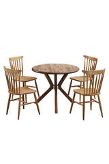 Set Tavolo Rotondo E Sedie Oslo Noce FRL1034