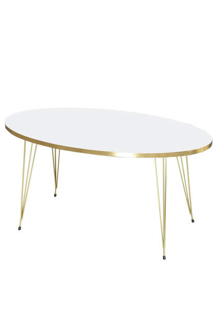 Nesting Table And Center Table Ellipse Gold Metal Leg Gold Bendir Set