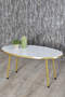 Center Table White Ellipse Gold Metal Leg Gold