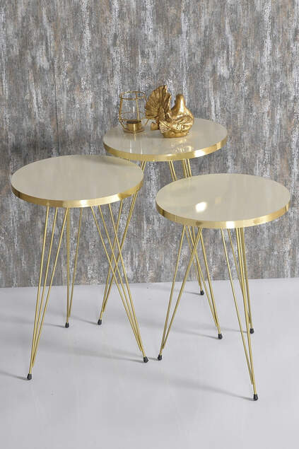 Nesting Table And Center Table Kr Set Black Leg Gold Bendir Wire