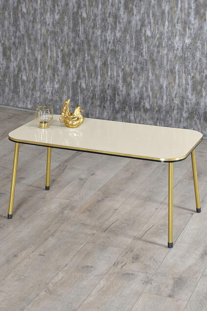 Tavolo Incastonato E Centrotavola Kr Set Doppio Metallo Crema Oro