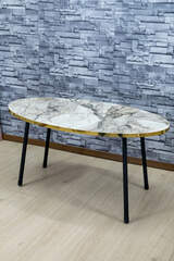 Center Table Black Metal Leg Ellipse Efes Gold