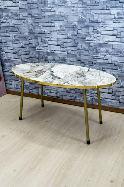 Center Table Ellipse Gold Metal Leg Efes Gold