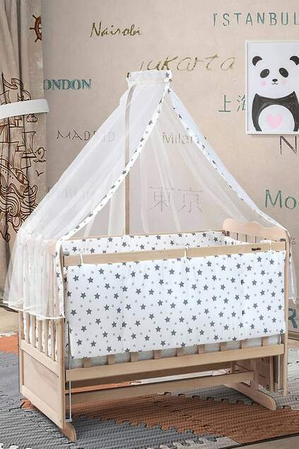 Natural Wooden Mother's Side Crib Bedstead