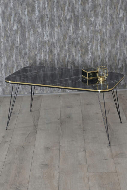 Nesting Table And Center Table Kr Set Black Wire Leg Double Gold White