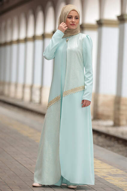 Silvery Abaya 3 Pcs Set Mint