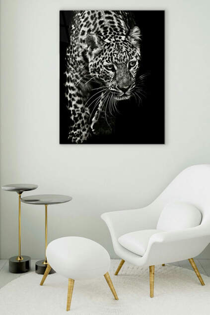 White Leopard Glass Painting White Leopard Glass Painting
