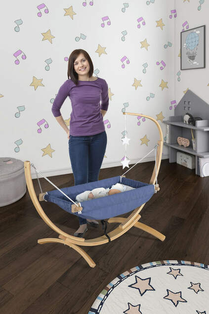 Anti-Tilt Hammock Crib Dark Blue