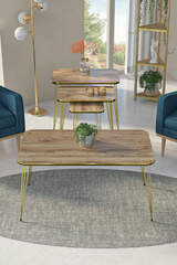 Nesting Table Kr And Center Table Kr Set Double Gold Walnut Wire