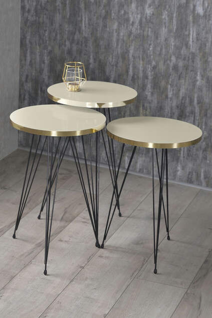 Nesting Table Black Wire Leg Double Gold Bendir