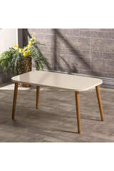 Center Table Kr Wooden Turned Leg Cream