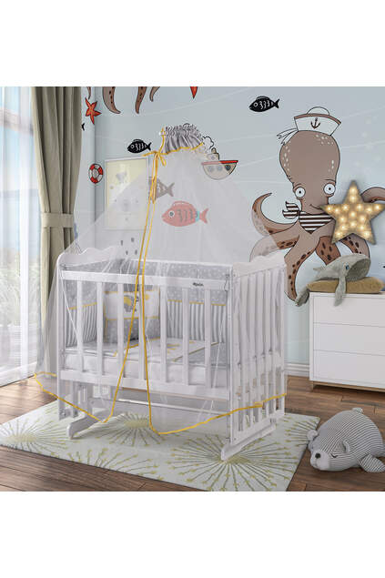 Beyaz Anne Yanı Beşik Sarı-Beyaz Beyaz Anne Yanı Beşik Sarı-Beyaz