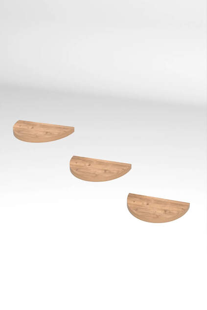 Ovales Wandregal, 3 Teile