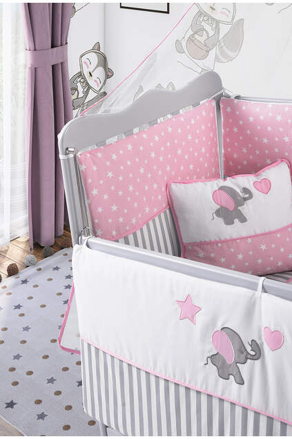 Gray Mother's Side Crib Pink