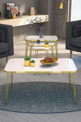 Nesting Table Kr and Center Table Kr Set Gold White Wire