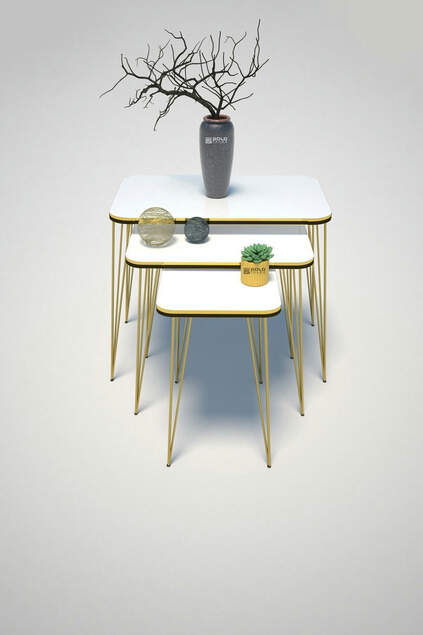 Nesting Table Kr And Center Table Kr Set Double Gold White Wire