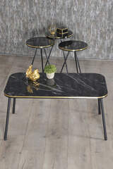 Nesting Table And Center Table Kr Set Black Metal Leg Double Gold Efes