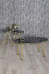 Nesting Table And Center Table Ellipse Set Double Gold White Metal